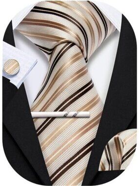 Men Plaid/Striped Ties Set Silk Business Wedding Formal Fashion Necktie